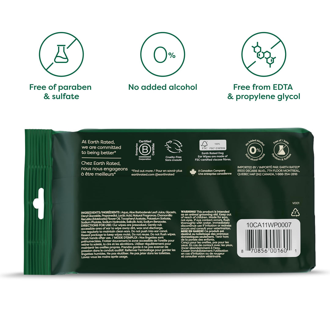 Earth Rated Hypoallergenic Pet Wipes for Dogs & Cats