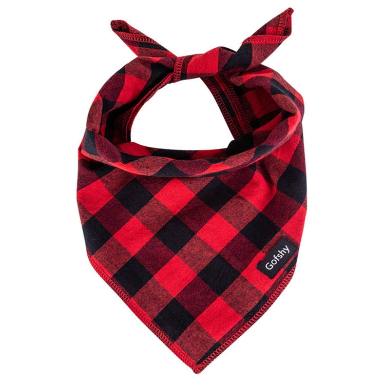 Boy Dog Bandana Large- Blue Black Dog Scarf Buffalo Plaid Printing Adjustable Bib Handkerchief Accessories for Medium Large Dogs (L)